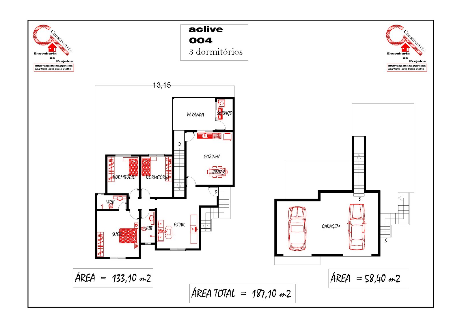 desenho de plantas de casas com 3 quartos - Plantas de Casas 3 Quartos Monte Sua Casa