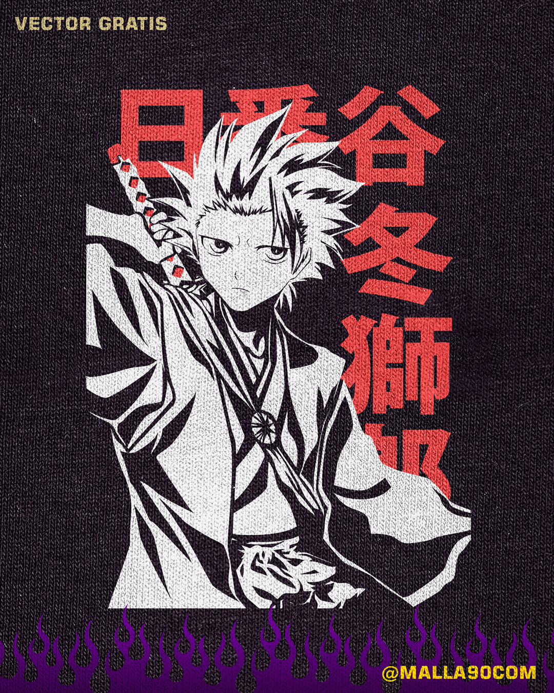 vector gratis de anime bleach capitan toshiro