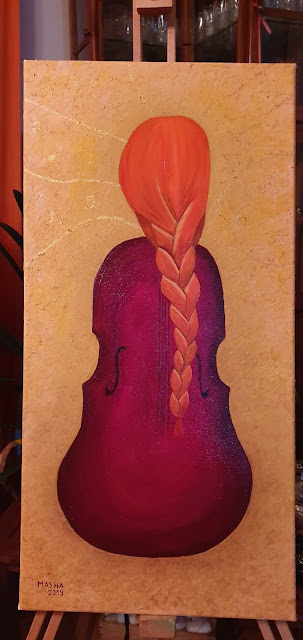 Peinture sur toile Masha La femme violoncelle Etape 3