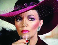 Alexis Colby Carrington pink makeup veil hat champagne