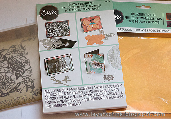 Layers of ink - Debossed Metallic Bird Tutorial by Anna-Karin with Tim Holtz Paper Cut Bird