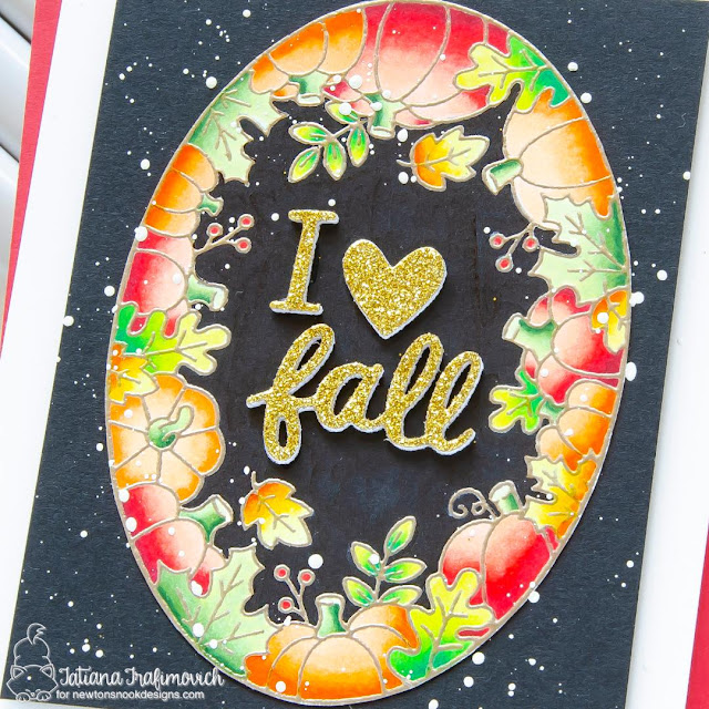 In love with Fall Card by Tatiana Travimovich | Autumn Oval Stamp Set and Fall Friends Die set by Newton's Nook Designs #newtonsnook #handmade