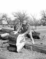 Demonstration of making cypress shingles Kerrville Texas