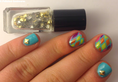 summery neon geometric design w/ studs