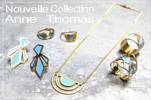 NEW bijoux Anne Thomas bleu gris