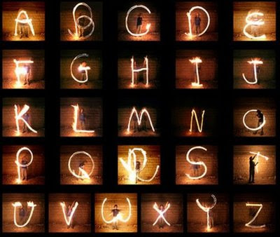 Graffiti fonts created with light