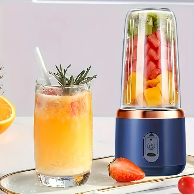 Portable USB-Rechargeable Juicer Cup - Compact, Customizable & Quiet for On-the-Go Freshness - Ideal for Home & Travel