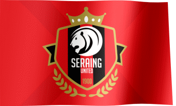 The waving fan flag of R.F.C. Seraing (1922) with the logo (Animated GIF)