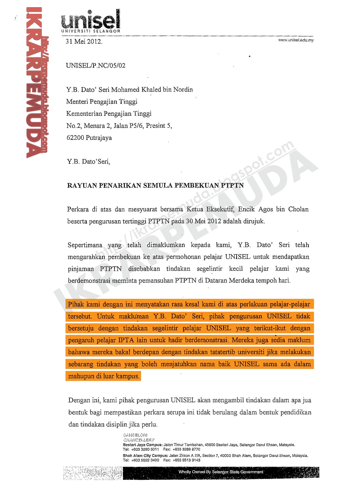 Surat Rayuan Untuk Ptptn - Kecemasan c