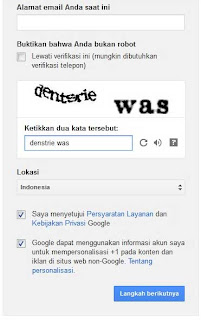 form pembuatan akun google