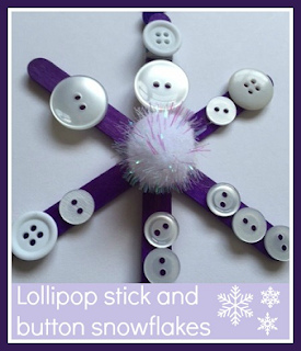 Lollipop stick and button snowflake Christmas decoration