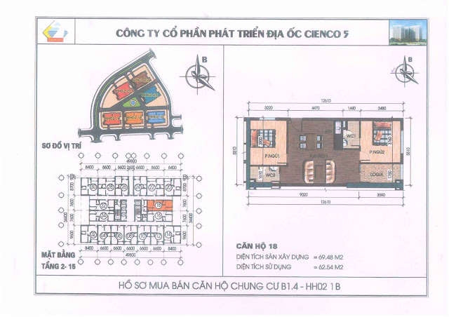 Mặt bằng căn hộ 18 chung cư b1.4 hh02-1b thanh hà