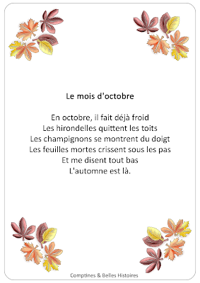 Le mois d'octobre - Paroles de la poème sur l'automne pour les enfants - Sélection de Poésie, Chansons et Comptines pour enfant - Par Comptines et Belles Histoires