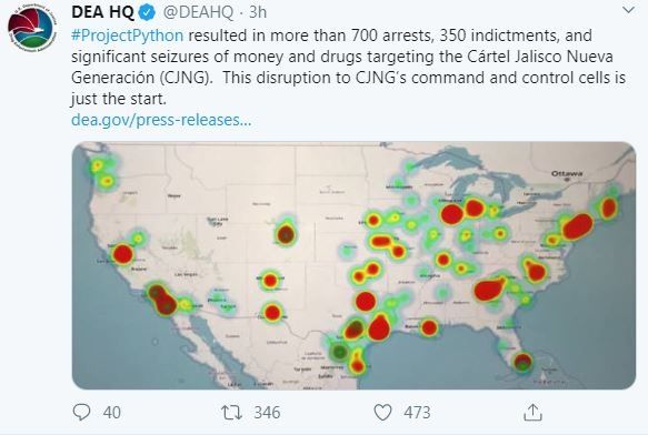 El Mapa del Narco que muestra la presencia exacta del CJNG y El Mencho en EU