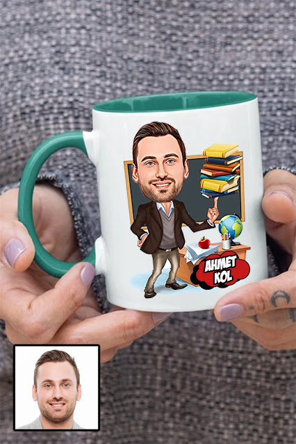funny teacher gift mug - caricatures