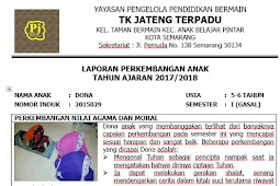 Contoh Raport PAUD K-13 Terbaru+ Contoh Pengisian Raport