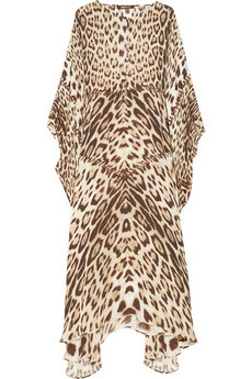 Leopard-print silk-chiffon kaftan