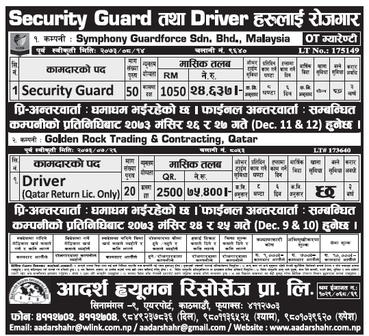 Jobs in Qatar and Malaysia for Nepali, Salary Rs 75,400