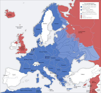 blank map of europe during world war 2. World War II map of Europe A