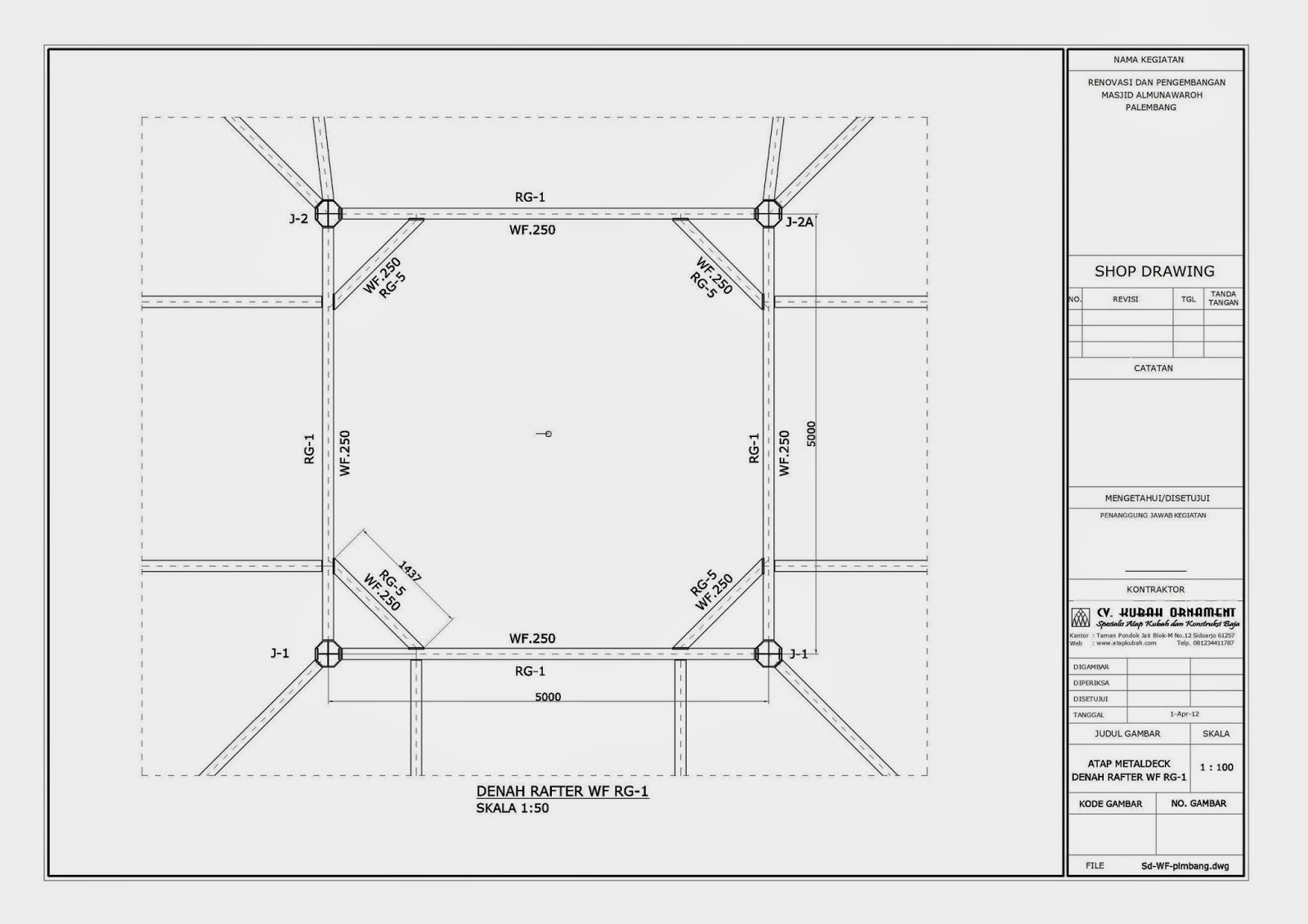 Desain Konstruksi Atap  Baja WF H O M E 