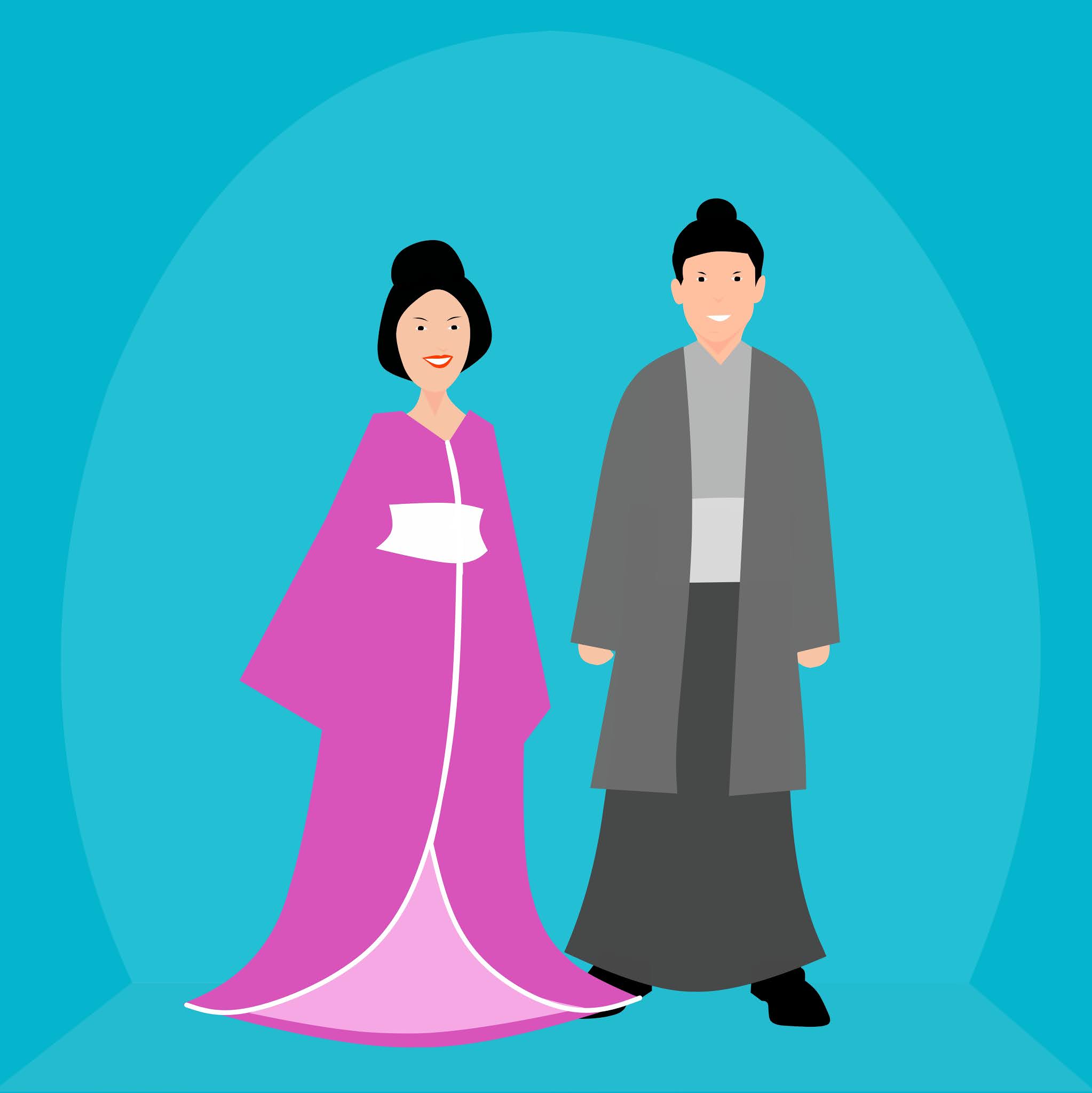 Illustration of Japanese traditional clothes