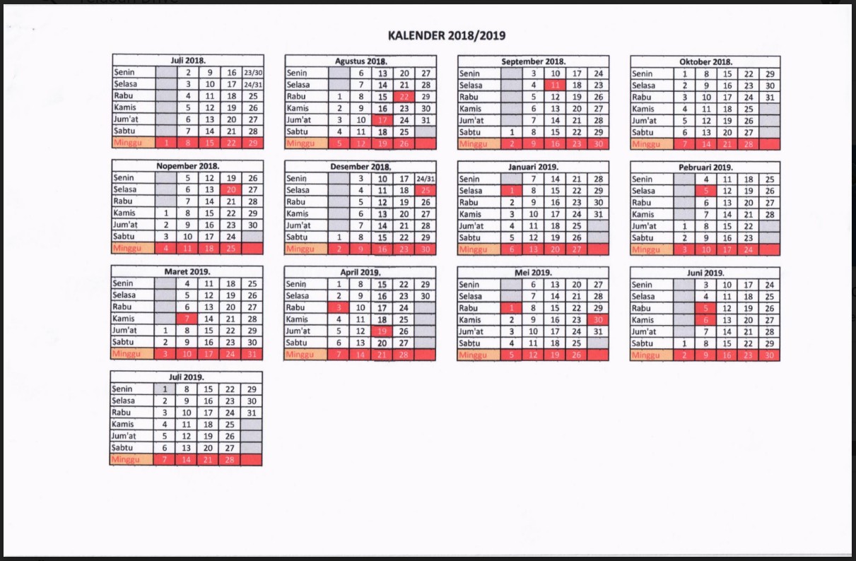 Kalender Pendidikan SMA SMK Tahun 2019 2019  SekolahSD 