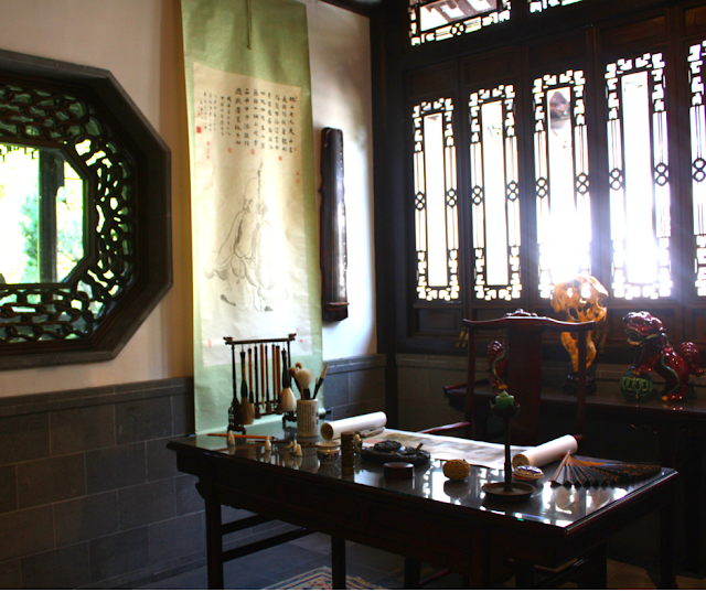 The Scholar's Study with implements and artifacts Chinese scholars would use at Lan Su.