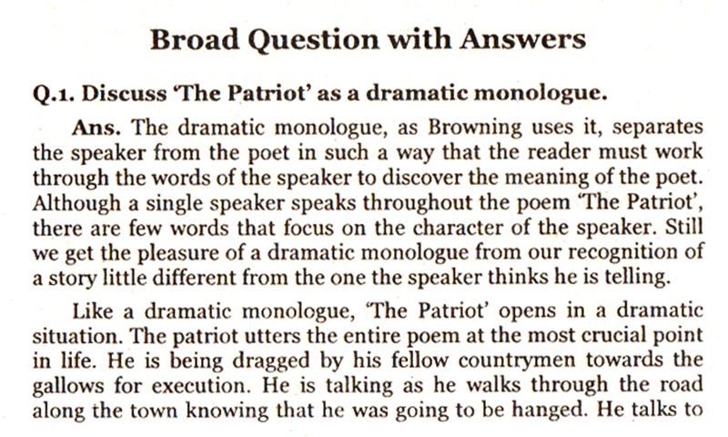 Patriot– Robert Browning - Board Questions with Answers 