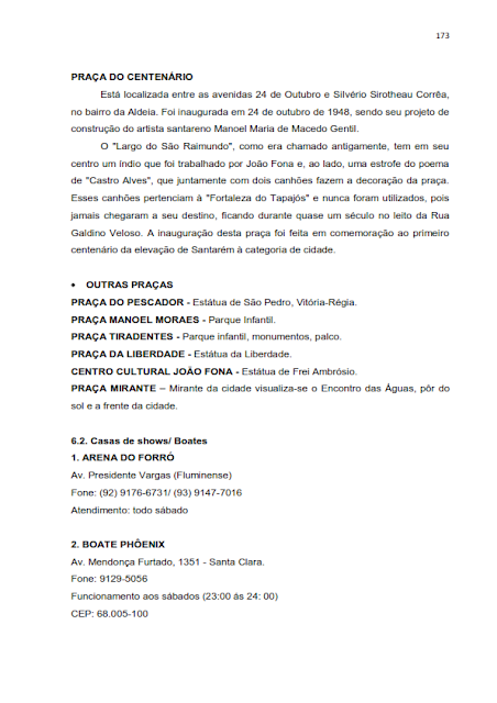 INVENTÁRIO DA OFERTA E INFRA ESTRUTURA TURÍSTICA DE SANTARÉM – PARÁ – AMAZÔNIA – BRASIL - 2010 - II. SERVIÇOS E EQUIPAMENTOS TURÍSTICOS