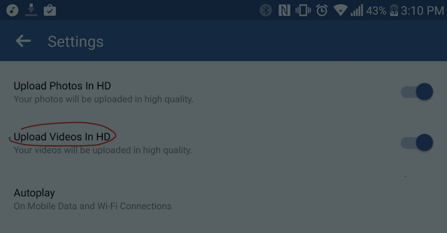 ميزة جديدة اضافتها فايسبوك الى تطبيقها على الاندرويد لرفع فيديوهات بجودة hd دائما فعلها الان 