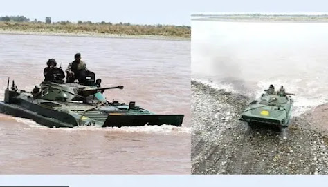 J&K: Indian Army performs floatation Exercise with ICVs in Chenab River