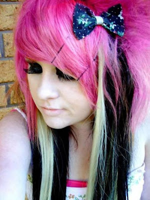 Dark Hair With Pink Streaks. dark hair with pink highlights