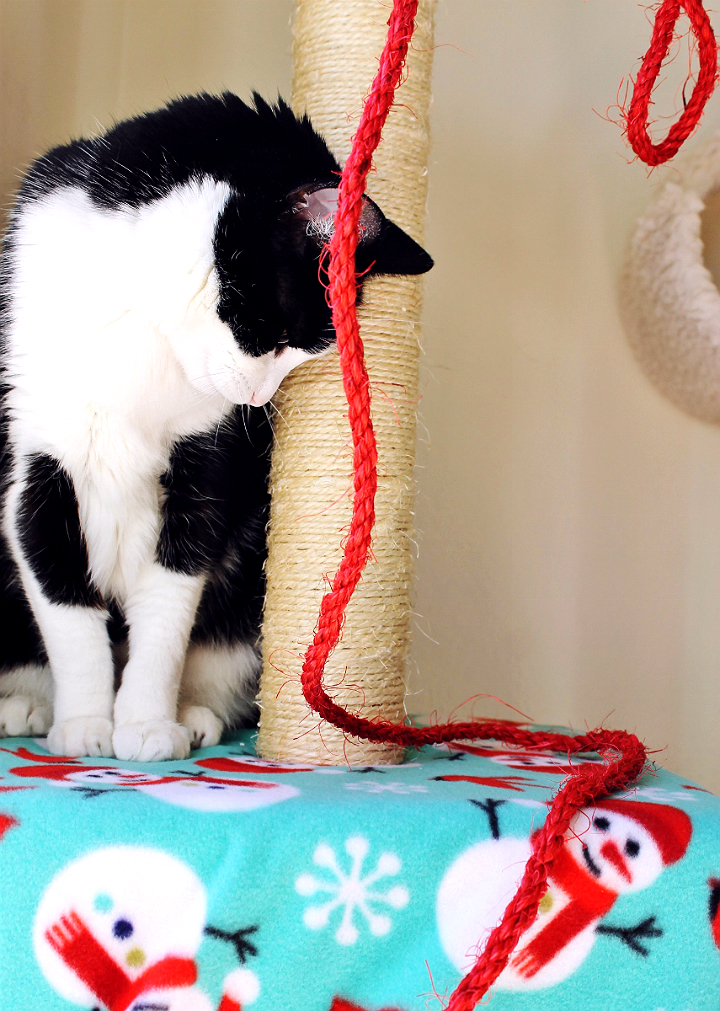 Deck The Cat Tree with this simple and fun tutorial! #RollAwayLint AD