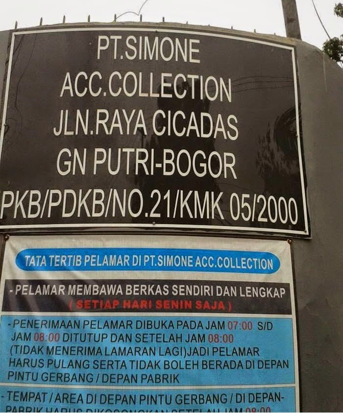Lowongan Kerja PT Simone Acc Collection Cicadas Bogor 