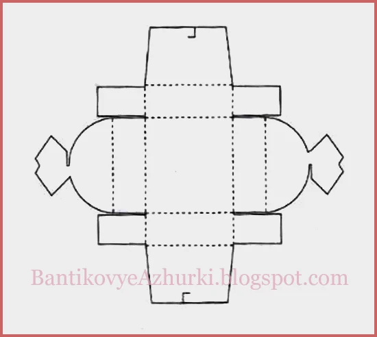 Схема четырехугольной плоской упаковки для подарка