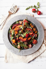 Grilled Peach Panzanella style=