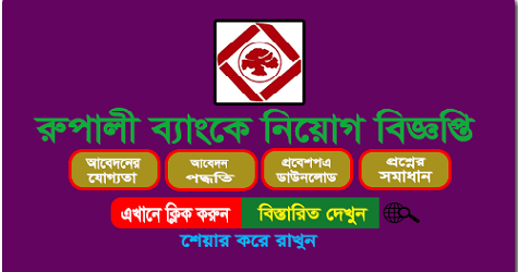 Rupali Bank Limited Job Circular - রূপালী ব্যাংক লিমিটেড নিয়োগ বিজ্ঞপ্তি