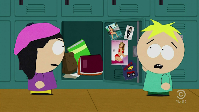 So judging from the locker photos, I take it Butters is no longer infatuated with that waitress from the Hooters-ish restaurant.