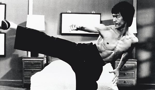 Bruce Lee Kicking. Bruce was well ahead