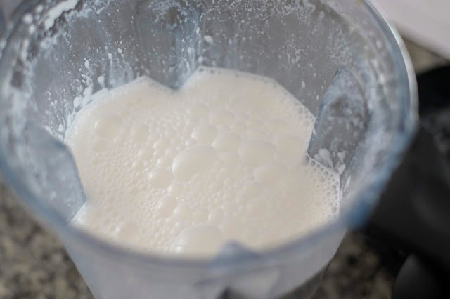 blended coconut milk before straining in a vitamix blender