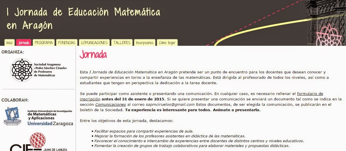 I Jornada de Educación Matemática en Aragón