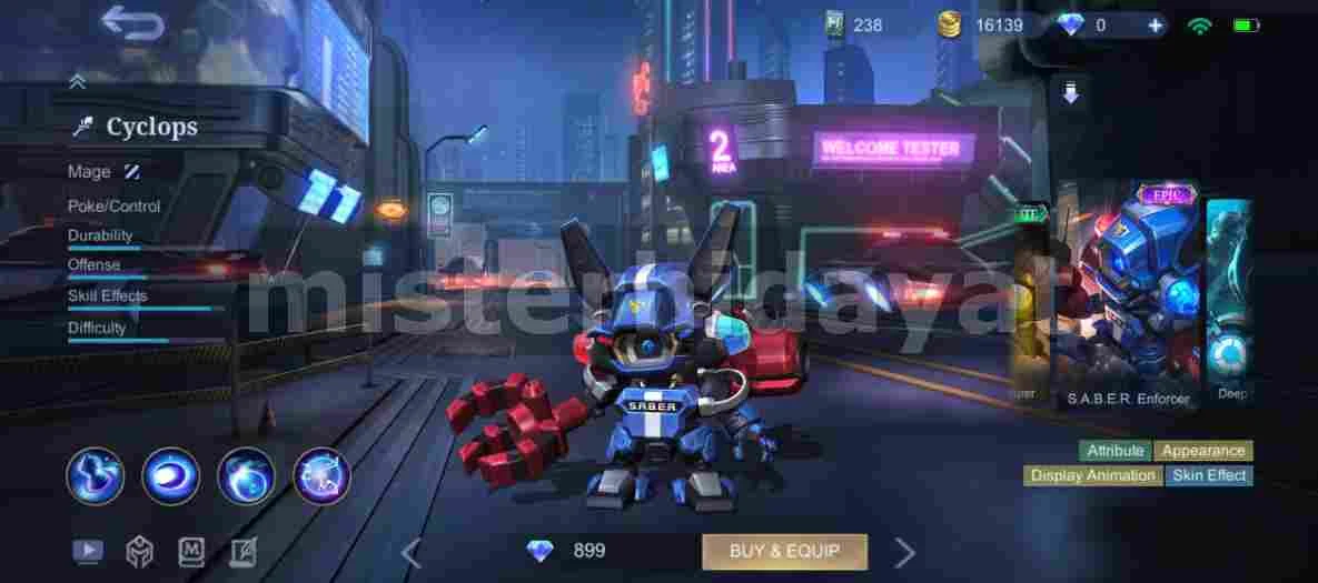 Download Script Skin Cyclops Saber Enforcer MLBB Full Efek