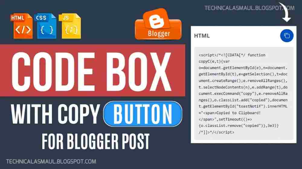 How to add a code box with copy button in Blogger Post