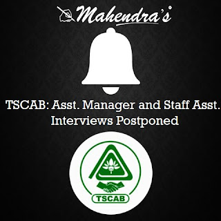 TSCAB | Asst. Manager and Staff Asst.| Interviews Postponed