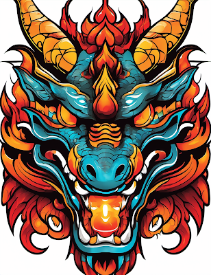 Graffiti Illustration of Dragon Head