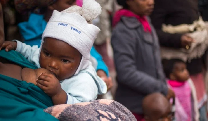 Woman breastfeeding in public