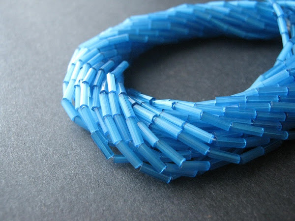 Satin Aqua Bugle Beads