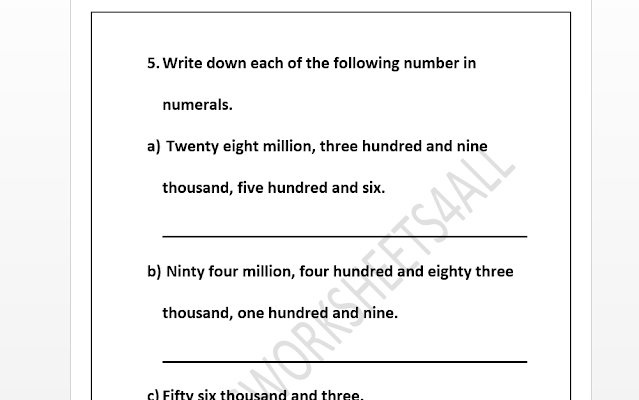 numbers up to 10 million