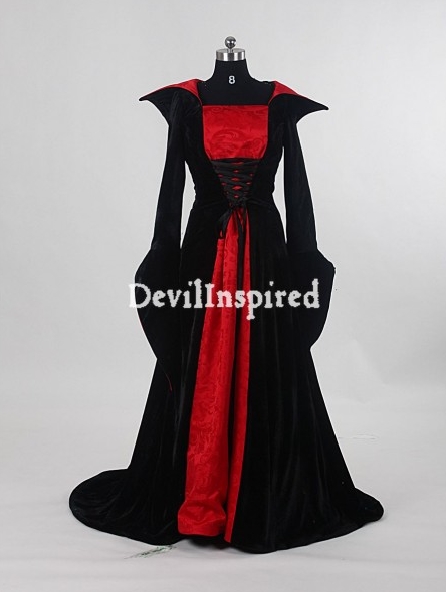 Black and Red Medieval Gothic Vampire Dress