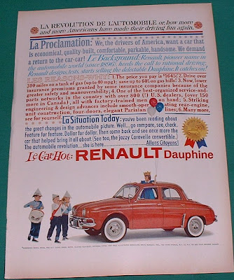 This is an original 1960 Renault Dauphine Ad Measures 14 x 10 